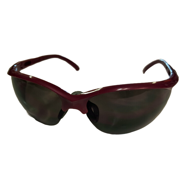 BURGUNDY FRAME SMOKE LENS SAFETY GLASSES
