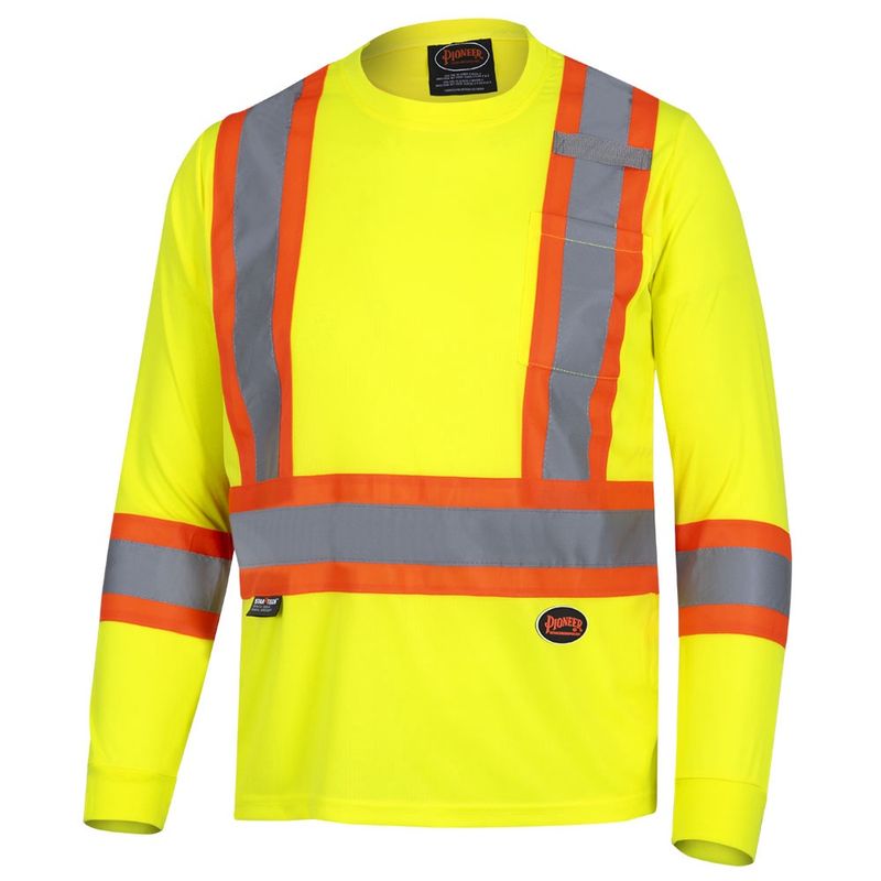 BIRDSEYE LONG SLEEVED HI-VIZ SAFETY SHIRT YLW/GRN