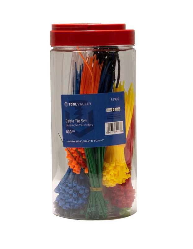 CABLE TIE SET MULTI-COLOUR 800 PCS