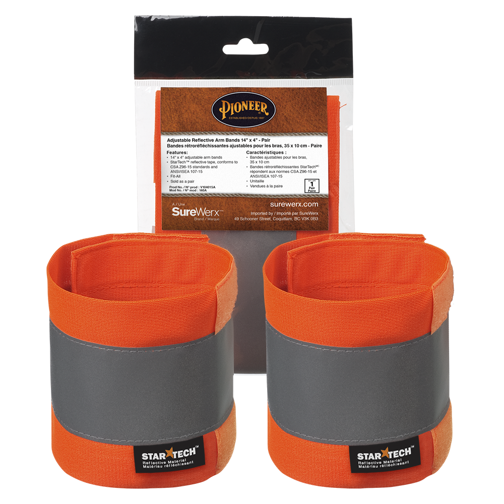 SUR-V1040151-O/S REFLECTIVE ARM BAND 14&quot; X 4&quot; HI-VIZ ORANGE (PR)