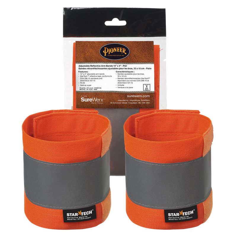 SUR-V1040151-O/S REFLECTIVE ARM BAND 14&quot; X 4&quot; HI-VIZ ORANGE (PR)