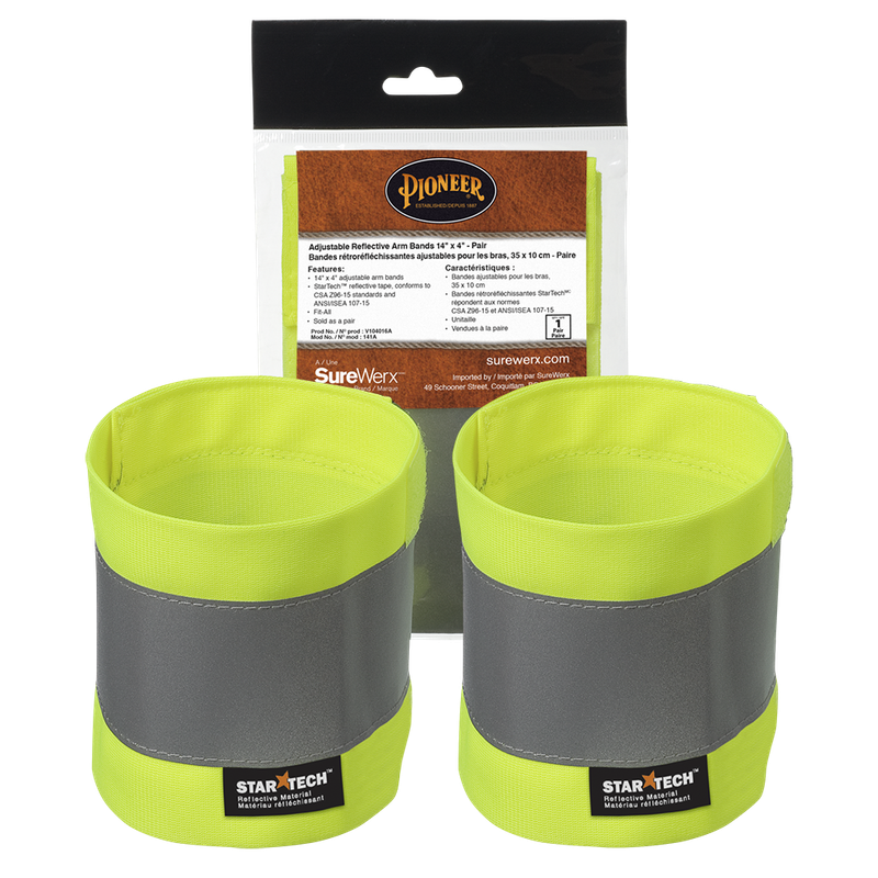 SUR-V1040161-O/S REFLECTIVE ARM BANDS 14&quot; X 4&quot; HI-VIS  YELLOW/GREEN