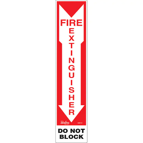 SIGN 18 X 4&quot; FIRE EXTINGUISHER DO NOT BLOCK, VINYL STICKER
