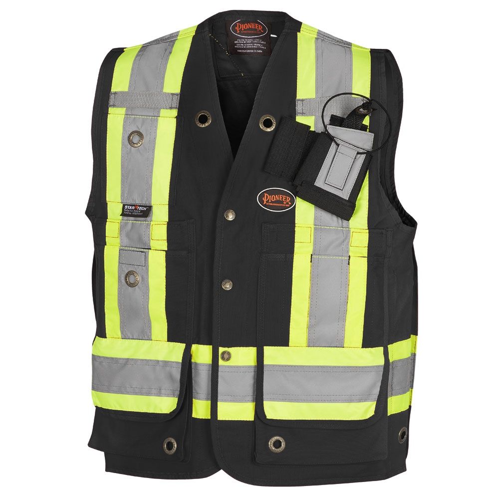SURVEYORS/SUPERVISORS COTTON DUCK SAFETY VEST BLACK, Size: L
