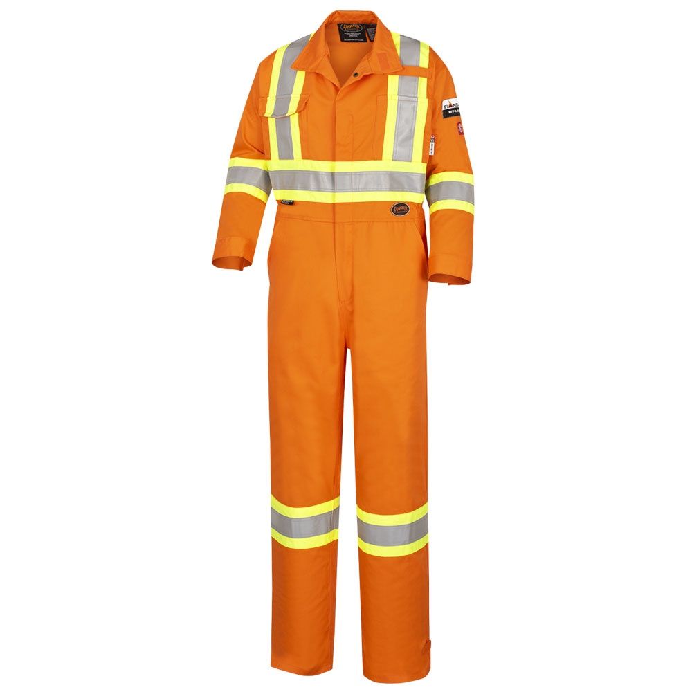 FR FLAME RESISTANT COTTON SAFETY COVERALL ORANGE, Size: 36