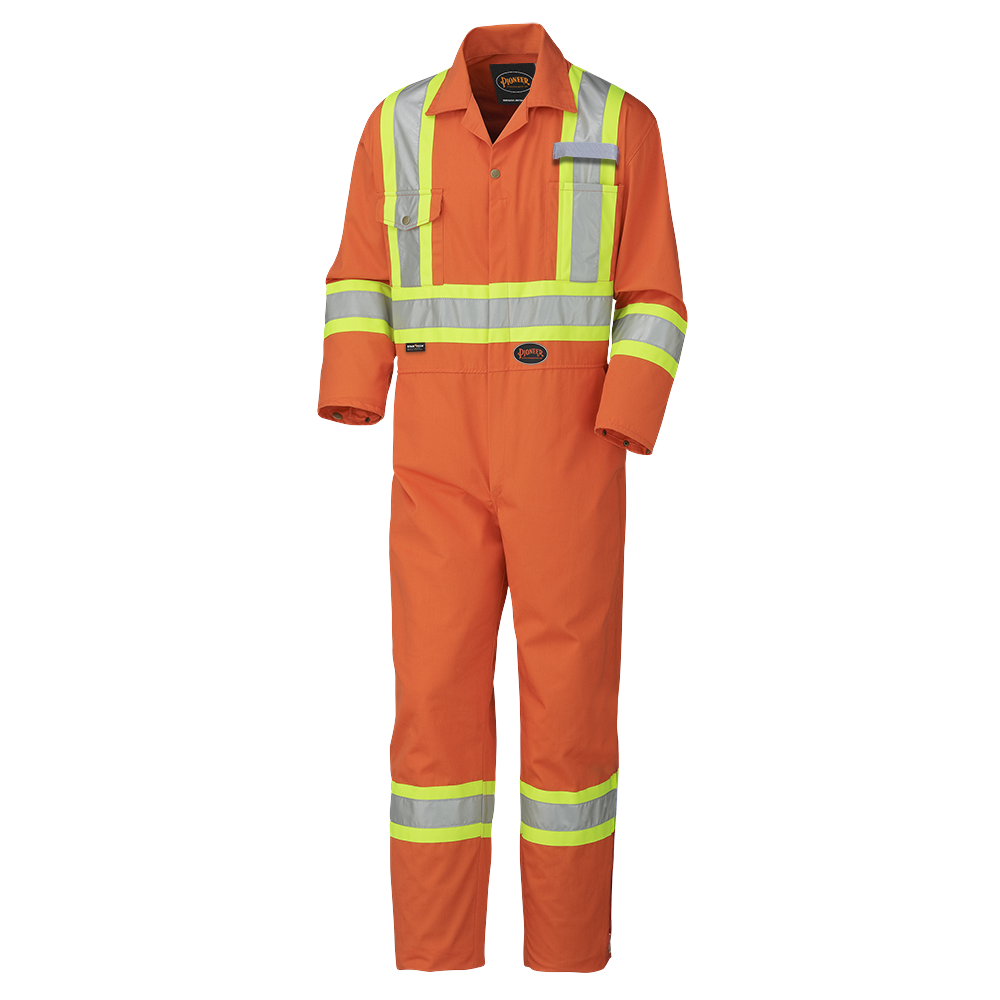 Hi-Viz Orange Industrial Wash 7oz Polyester/Cotton Safety Coverall w/ Leg Zipper, Size: 38