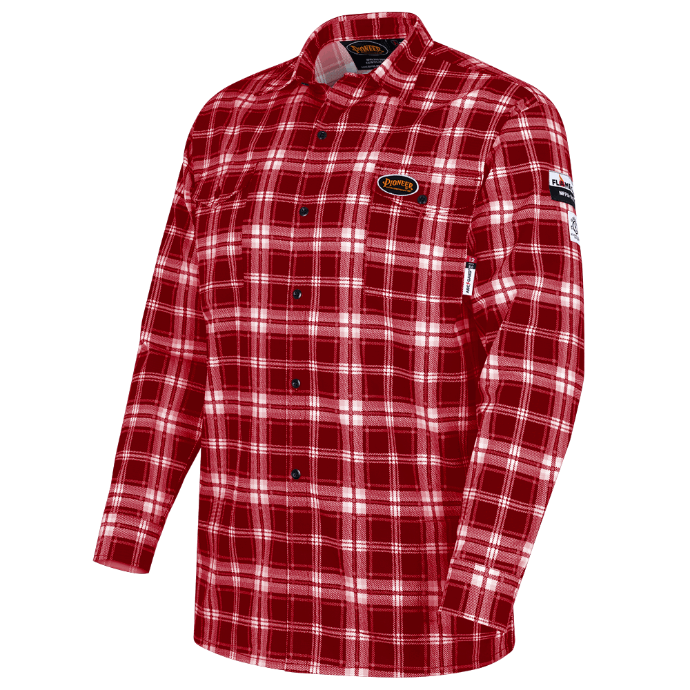 FLAME-GARD COTTON PLAID WORK SHIRT FINAL SALE, Color: Red, Size: S