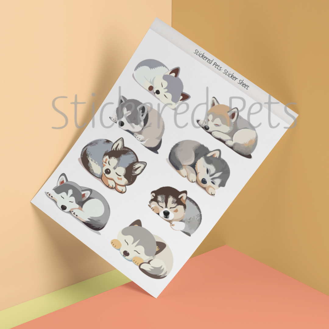 Sleeping Huskies Sticker Sheet