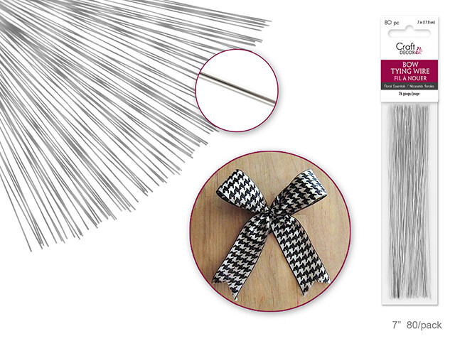 Bow Tying Wire: 7&quot; Silver 26g 80/pkg