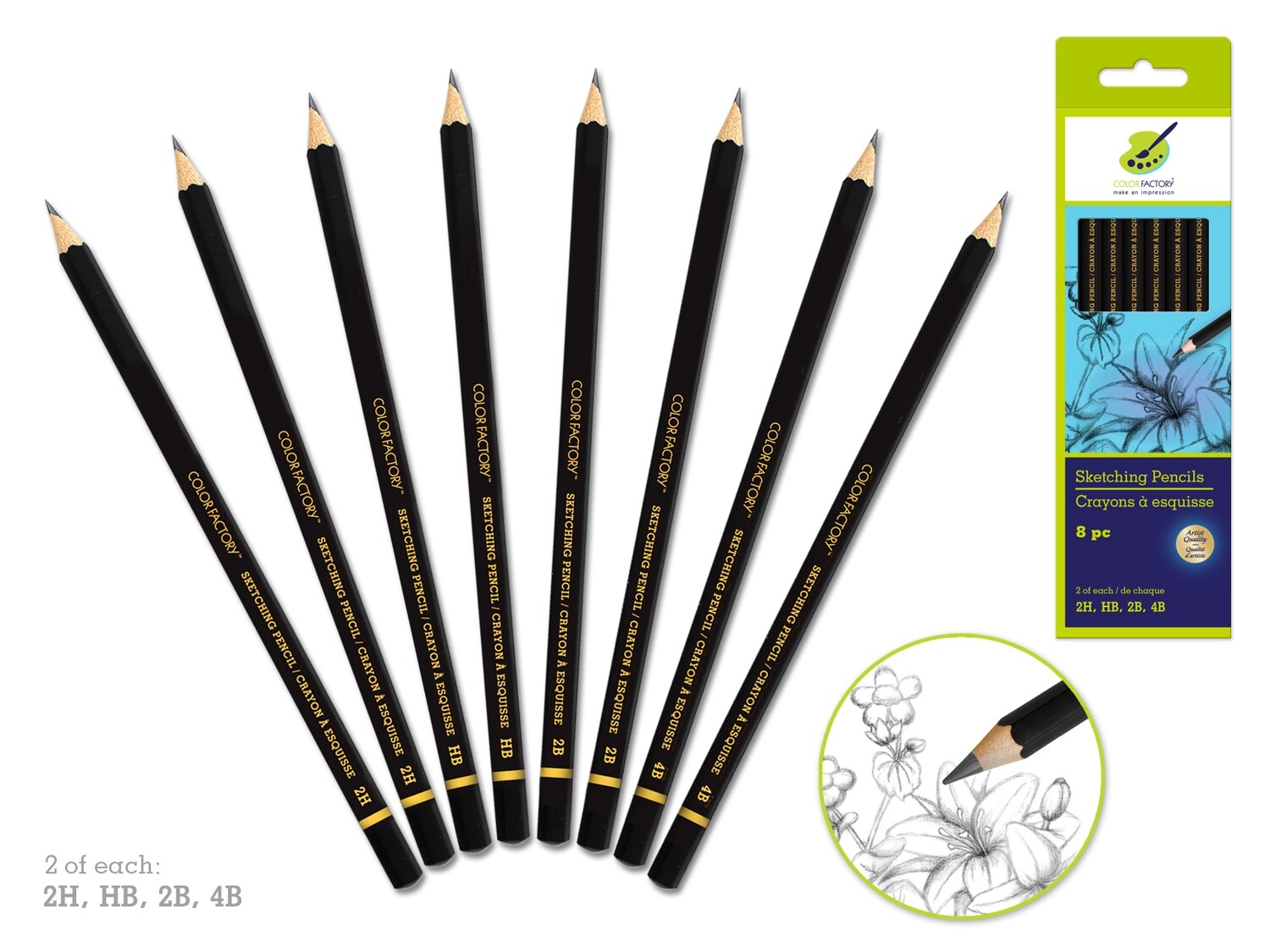 Color Factory Sketching Pencils. 8 PC PA488