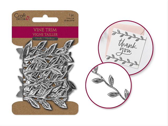 C D Vine Trim 2.2 Yd.  C R274A.  Silver