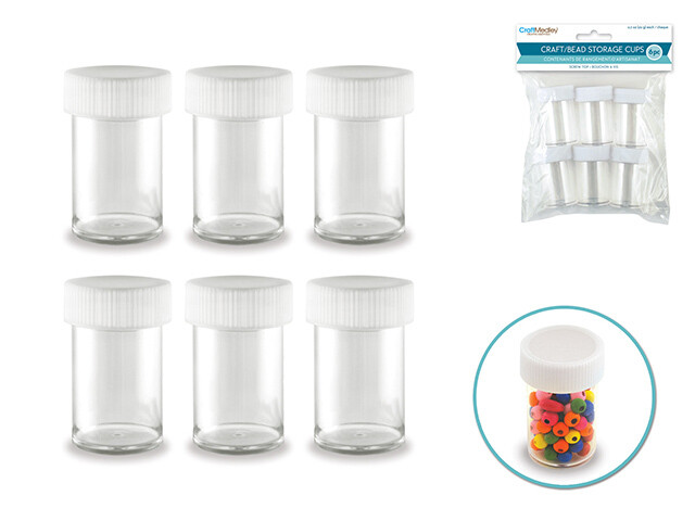 Craft/Bead Storage: 20g (0.7 oz) Screw-Top Cups x6