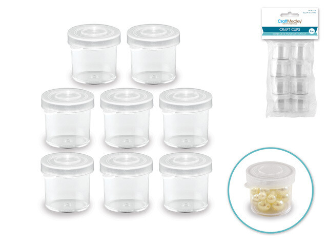 Craft/Bead Storage: 10ml (0.35 fl oz) Craft Storage Cups w/Lids x8