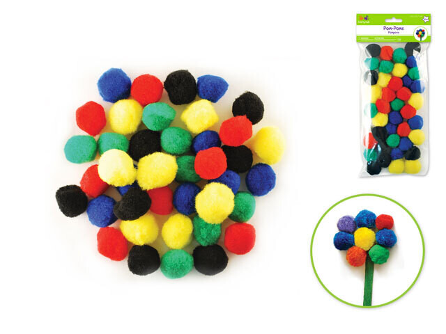 Krafty Kids: 1.25&quot; (31.7mm) Pom-Poms x40 Asst Colors