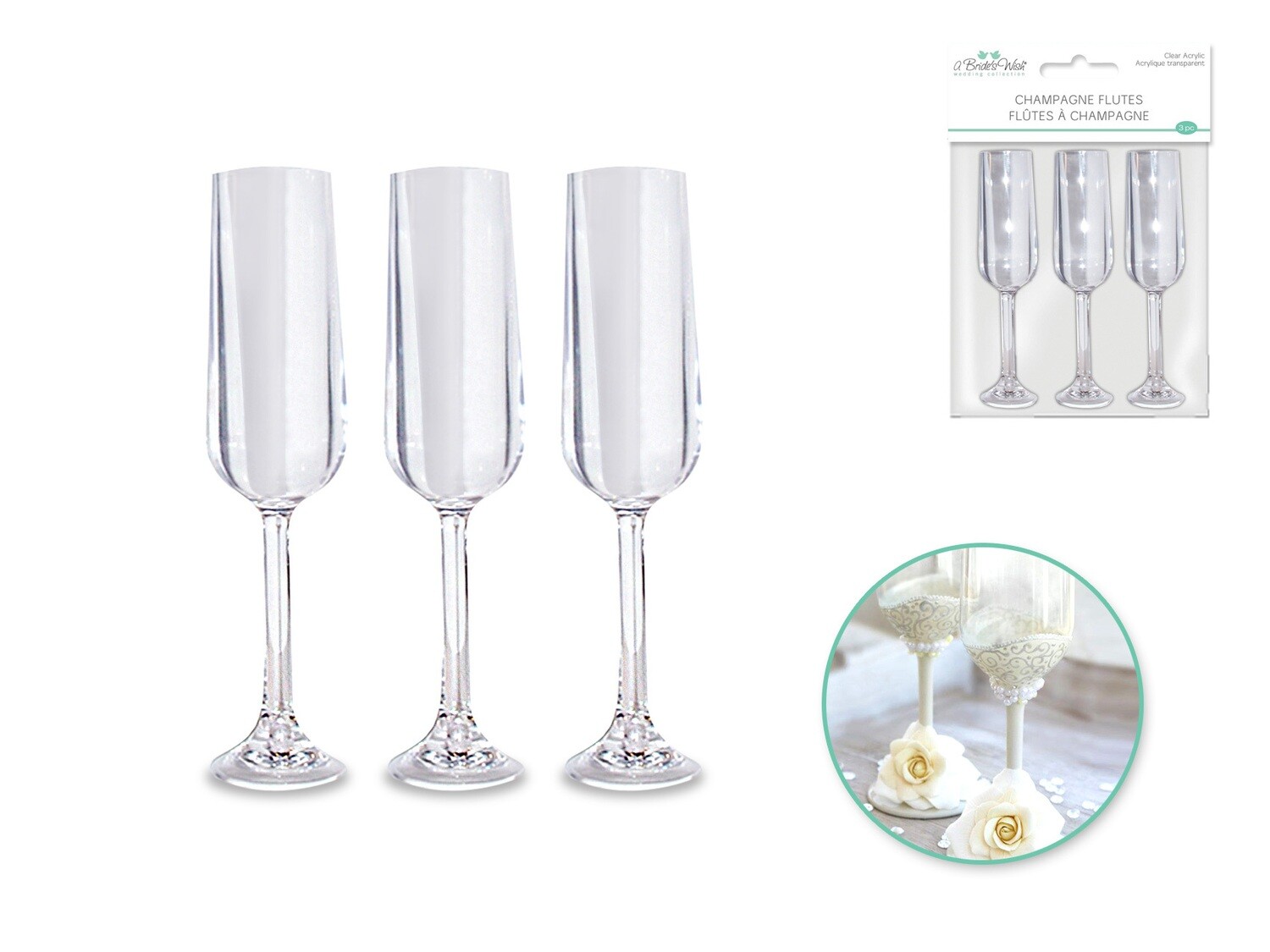 A Brides Wish Champagne Flutes 3 Pk