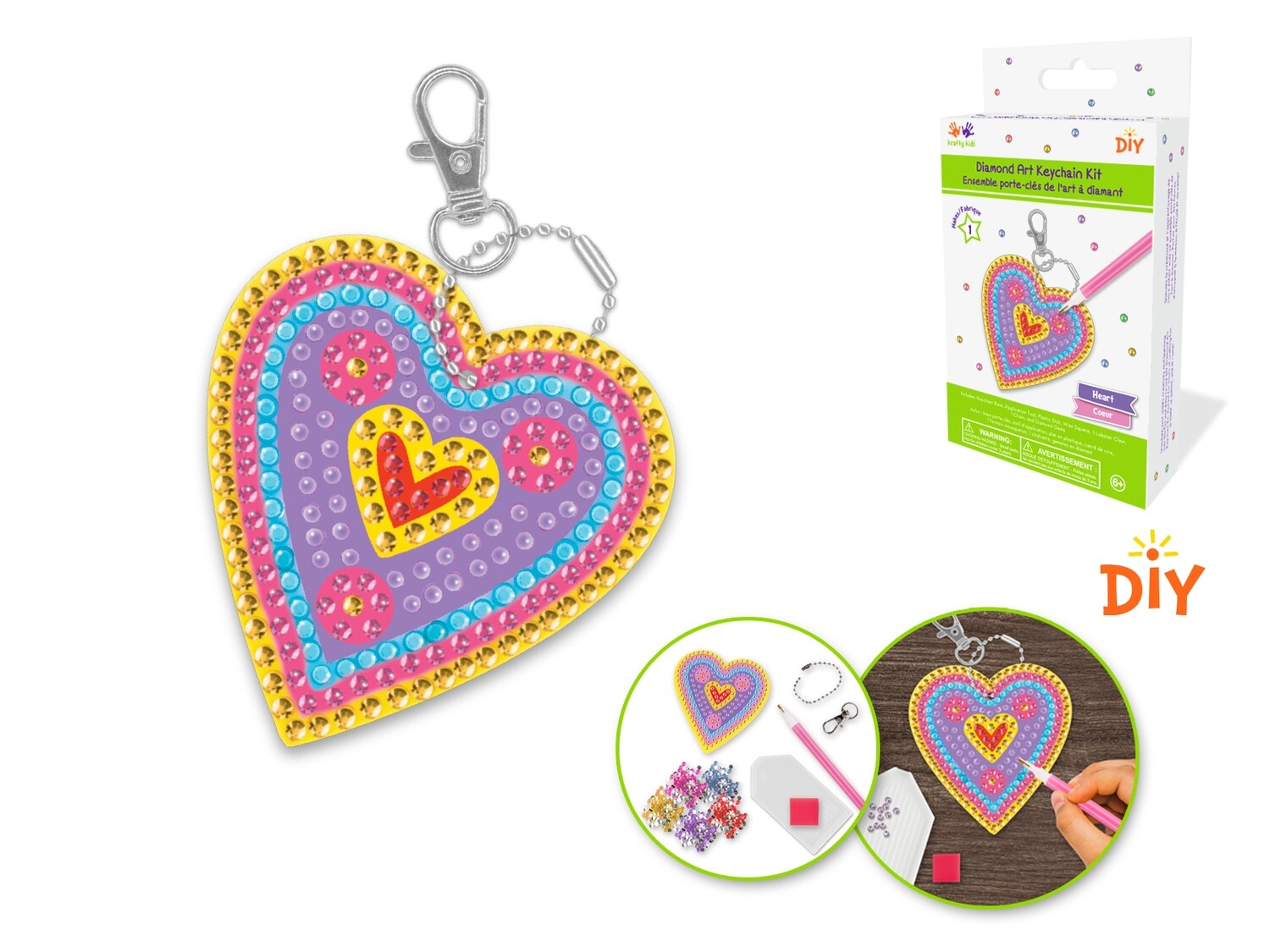 K K.  Diamond Art Keychain Kit.  Heart.   CK131C