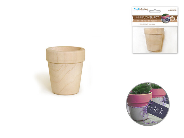 C M. Mini Flower Pot 1 Pc.Natural Wood.  CW645