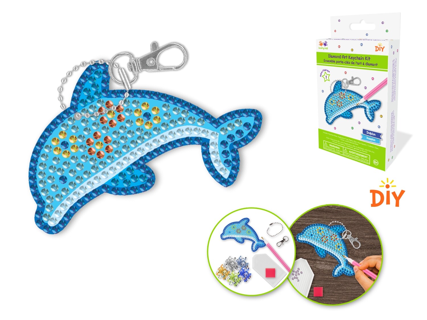 Kraft Kids Diamond Art Key Chain Kit Dolphin