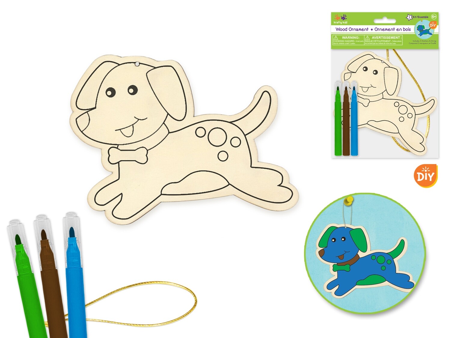 Krafty Kids Wood Ornement  (Puppy)