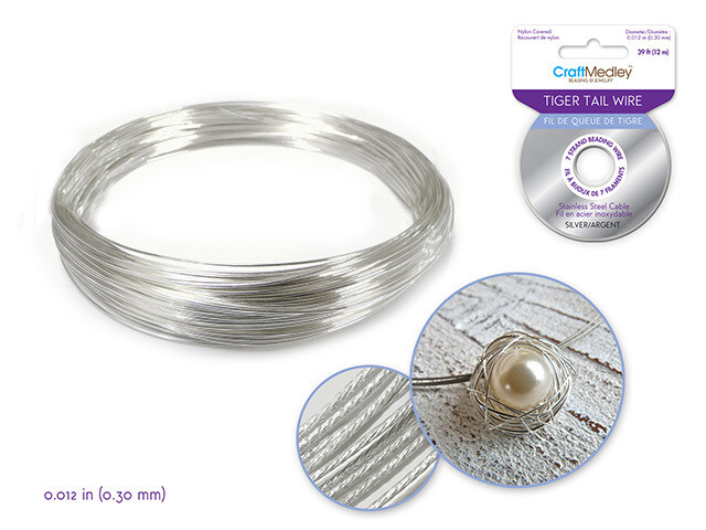 MC Tiger Tail Wire. .012. 39ft. BD920A. Silver