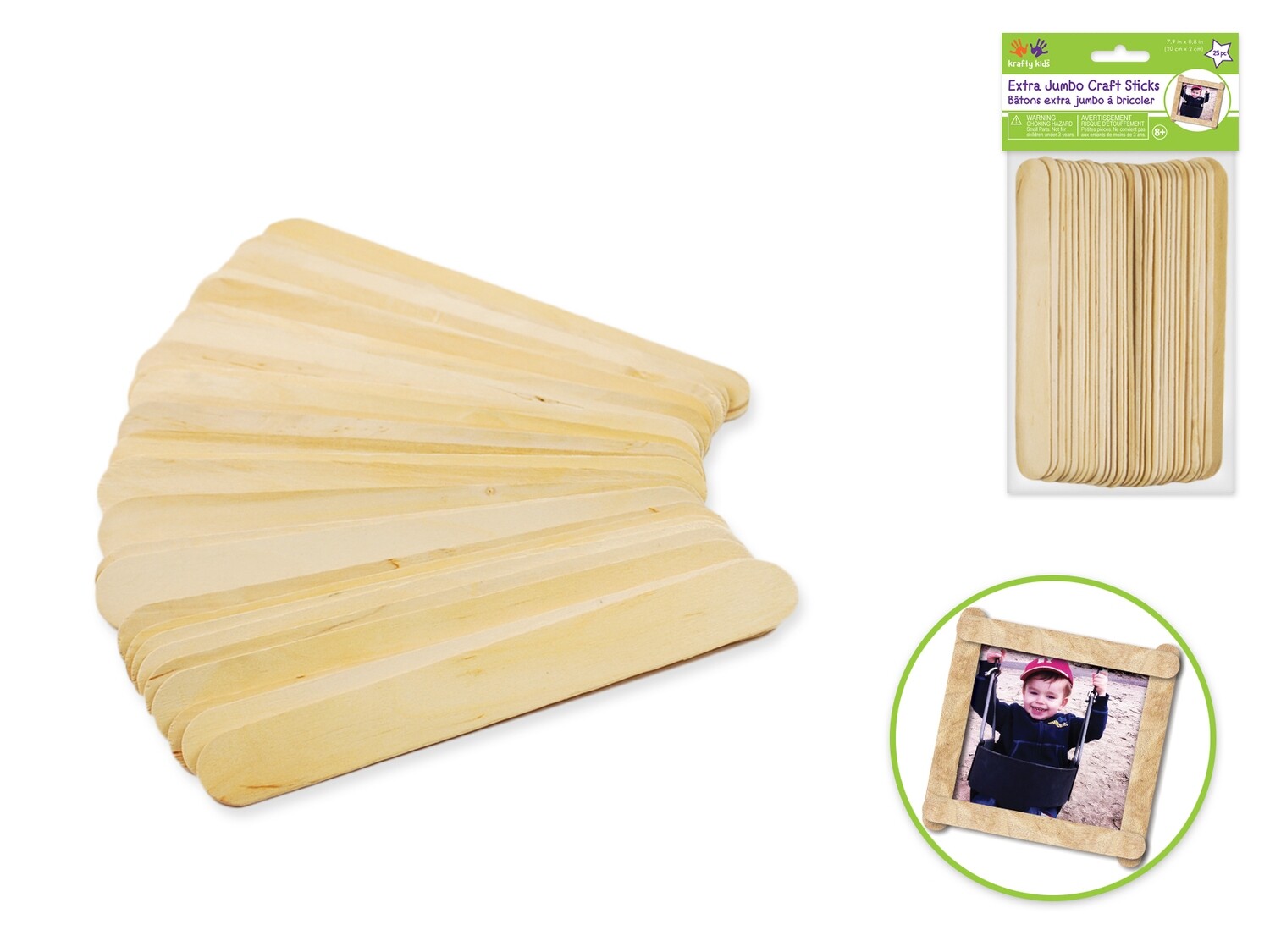 Craftwood: 7 7/8&quot;x0.8&quot; Extra Jumbo Natural Craft Sticks 25/pk