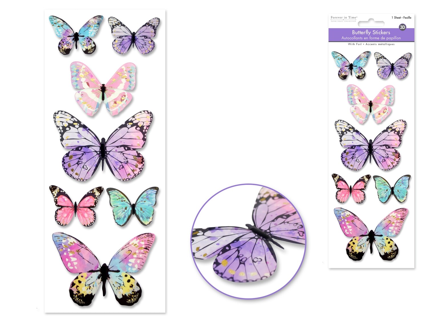 Forever In Time.   Butterfly Stickers.   SS746B.  1 Sheet