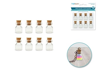Glass Bottles: Mini Containers w/Cork Lid x8 1ml