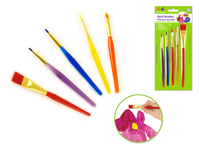 Krafty Kids: Lil&#39; Artist Acrylic Brushes x5 Multi-Color