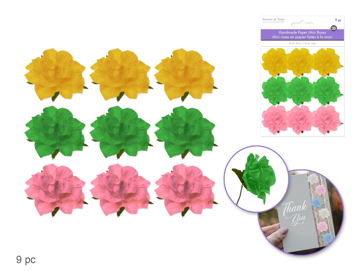 Handmade Paper Mini Roses 9pc