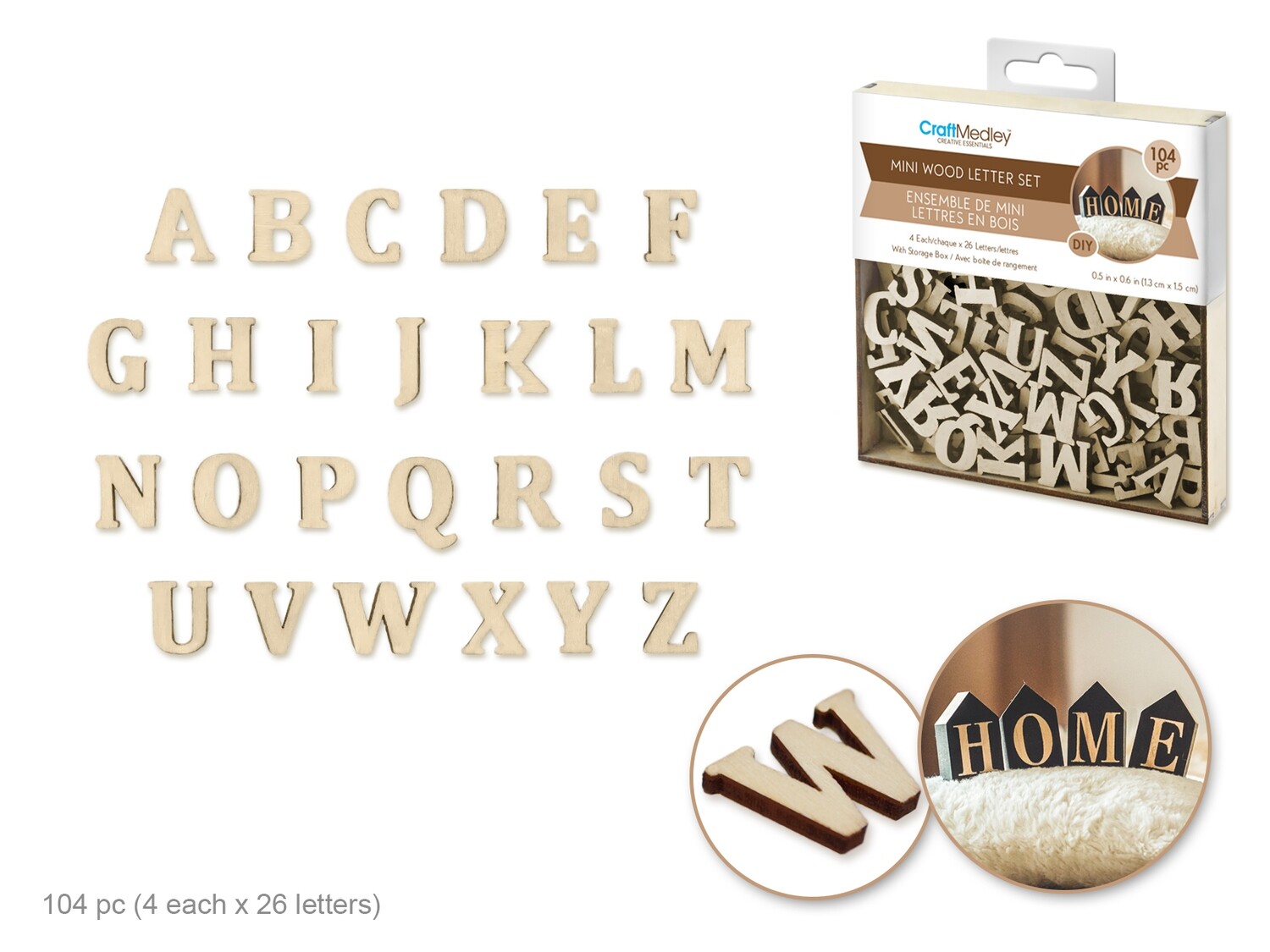 C M Mini Wood Letter Set. 104 Pcs. CW270B
