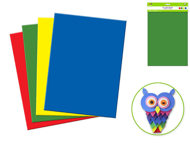 Fun Foam Sheets 4pc Primary