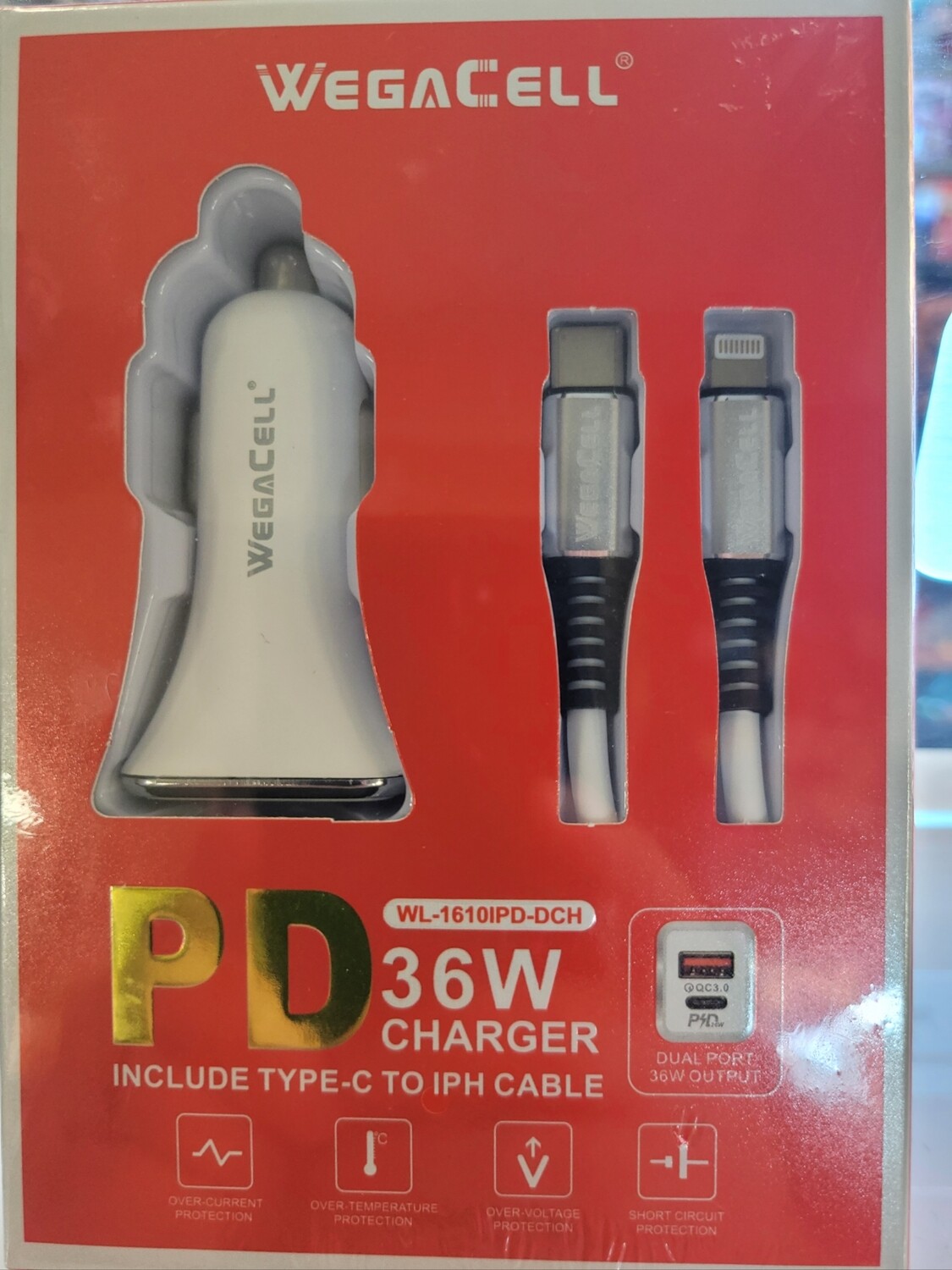 PD CAR CHARGER+TYPE-C TO IPHONE CABLE