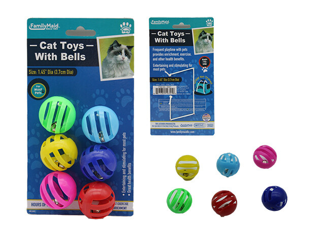6PC CAT TOYS WITH BELLS 1.4&quot;DIA