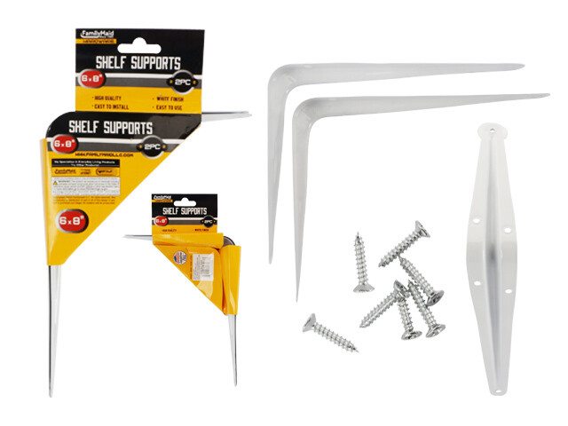 SHELF SUPPORTS 2PC 6X8&quot; WHITE;12095