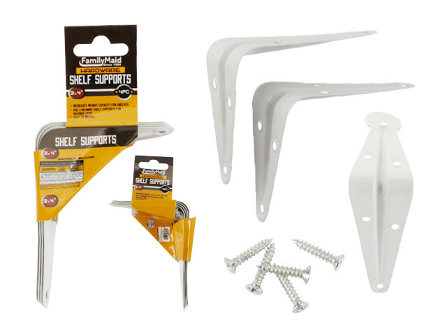 SHELF SUPPORTS 4PC 3X4&quot; WHITE;12105