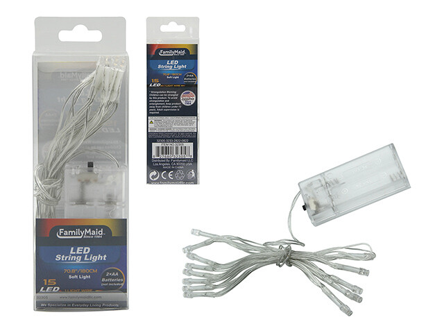 STRING LIGHT 15PC BATTERIES 67&quot; LONG