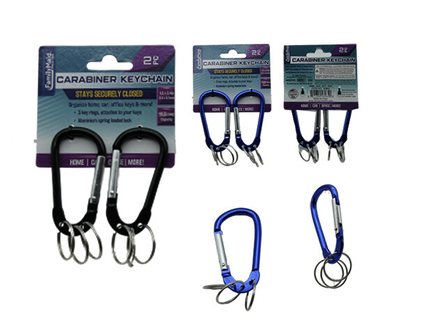 2PC CARABINER W/ 6 KEYRINGS 2.83&quot; L X 5.6MM THICK