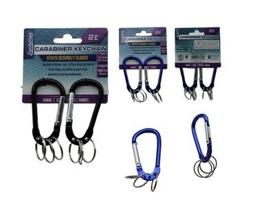 2PC CARABINER W/ 6 KEYRINGS 2.83" L X 5.6MM THICK