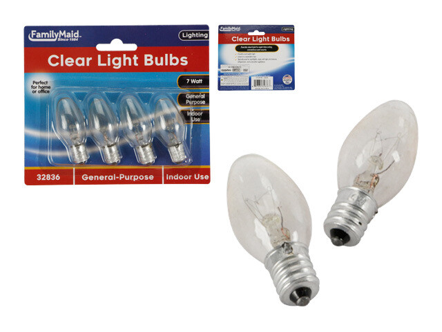 LIGHT BULBS 4PC CLEAR 7W;