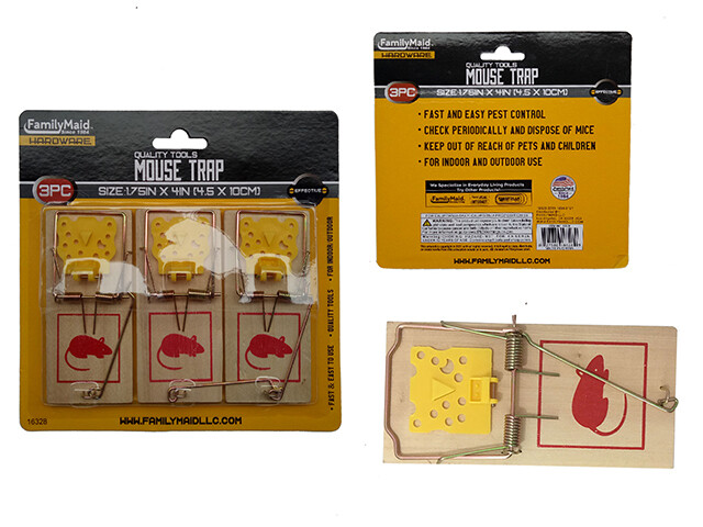 MOUSE TRAP 3PC. 1.75&quot; X 4&quot; WOODEN + PLASTIC