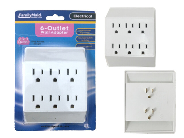 OUTLET ADAPTER 6 PLUGS WHITE CLR
