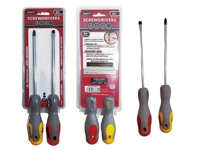 SCREWDRIVER 6&quot; 2PC GREY+YELLOW;