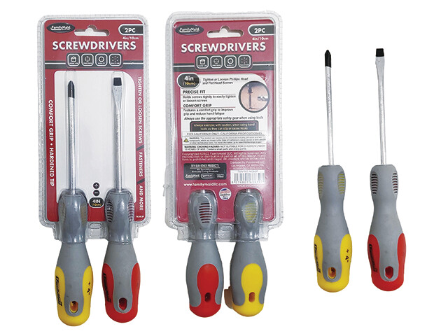 SCREWDRIVER 4&quot; 2PC GREY+YELLOW;