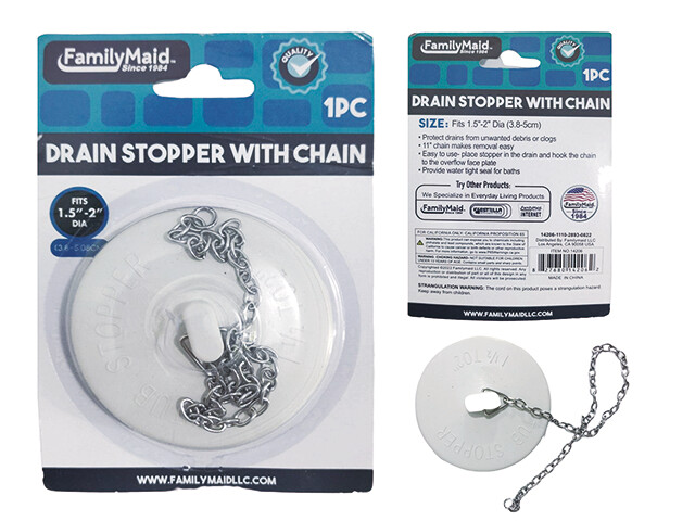 DRAIN STOPPER W/ CHAIN 1.5&quot;-&gt;2&quot;, 11&quot; (28CM) LONG