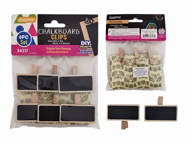 CHALKBOARD CLIPS 6PC 2&quot;X1&quot;