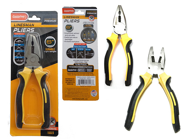 LINESMAN PLIERS 6&quot;; BC. BLACK AND YELLOW.