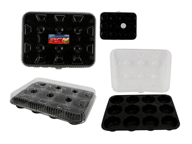 12-SECTION CUPCAKE TRAY W/ LID DISPOSABLE 13”X10”
