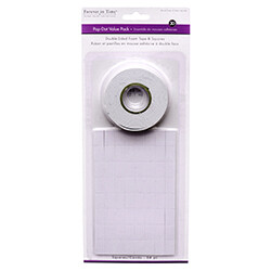 3D Pop Dot ValuePak: 1/2"x3/4" Squares x64 + 3/4"x84" Tape Dual-Adhesive
