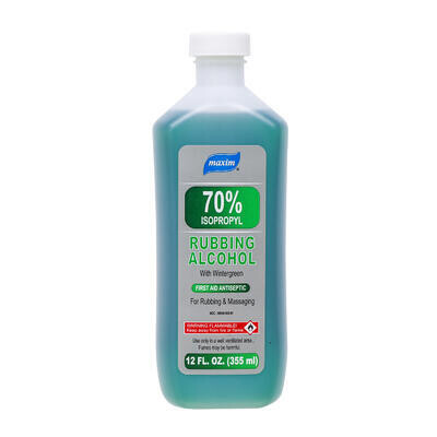 ALCOHOL BOTTLE,12oz WTRGRN 70%