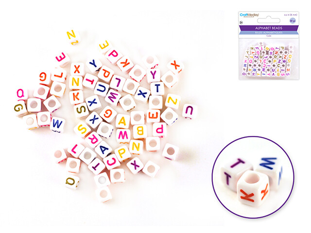 Alphabet Beads: 6mm Cube x68